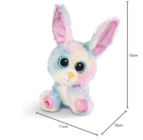 NICI Glubschis: Das Original – Rainbow Candy 15 cm – Kuscheltier Hase mit großen Augen – Flauschiges Plüschtier mit Glitzeraugen – Schmusetier für Kuscheltierliebhaber – 45561