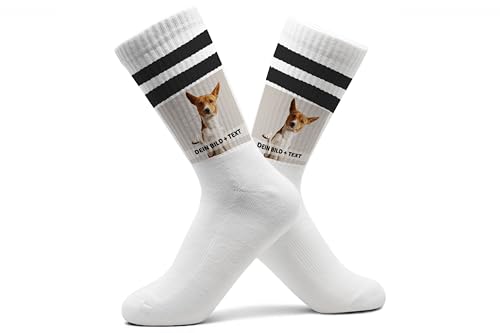 Socken mit eigenem Bild und Text Hund Tennissocken mit Foto...