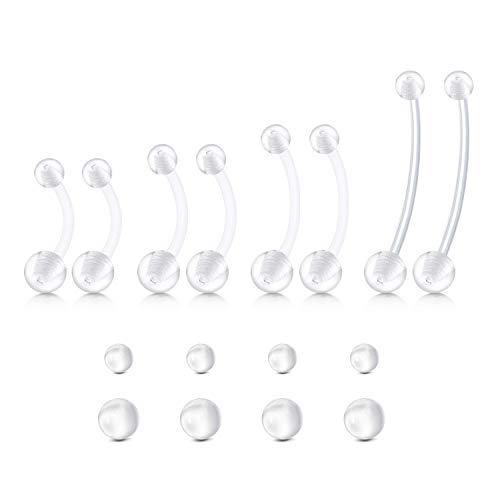 Mayhoop Piercing Ombligo Embarazo 14G Acrílico Flexible Claro con Bola Clara como Reemplazo Retenedores Anillo Aro Ombligo Embarazo Mujeres Embarazadas Deportes Piercing Joyería