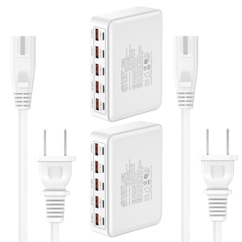 USB コンセント 10ポート 70W 【5*PD&5*USB A】 Type C充電器 iPhone 17充電器 USBチャージャー コンパクト スマホアダプター PSE認証 10台同時充電可能 ACアダプター コンセントタイプC iPhone 17/Galaxy/Android スマホ タブレット対応 ホワイト2個