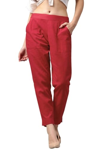 Image of DIGITAL SHOPEE Women Regular Fit Elastic Waist Full Length Cotton Formal Trouser for Casual Wear, Office Wear