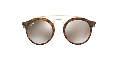 Ray-Ban RB4256 Round Sunglasses, Matte Havana/Light Brown Mirror Gold, 46 mm
