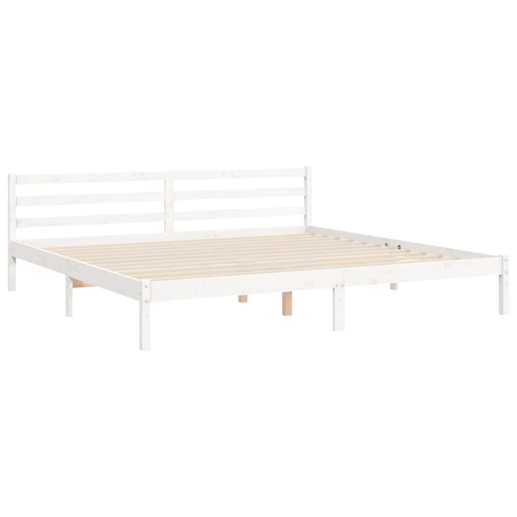 Rantry Bettgestell mit Kopfteil, Massivholz, Weiß, 200 x 200 cm, Lattenrost für Erwachsene, Kinder und Jugendliche, einfache Montage, Typ 20 Betten und Lattenroste
