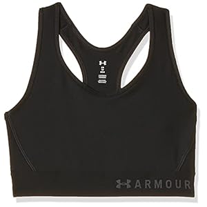 Under Armour Women's Armour Mid Keyhole Sports Bra , Black (001)/Metallic Silver , Large