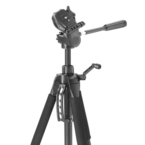 Hama Stativ Kamera Action 165 3D (Leichtes Fotostativ inkl. Handy-Halterung, Tripod mit 61-165cm H&ouml;he, Dreibeinstativ mit 3-Wege-Kopf, Spiegelreflexkamera Stativ f&uuml;r Canon/Nikon/Sony) schwarz