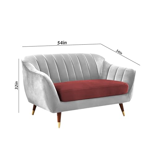 Image of Atticus 2 Seater Sofa for Living Room (Maroon Grey) Premium Fabric Sofa