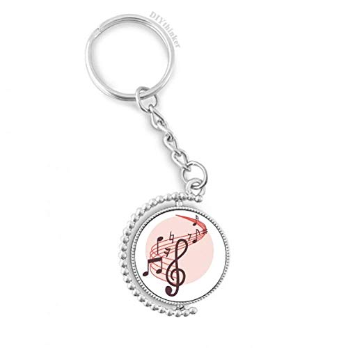 Llavero de notas musicales rojas giratorio redondo DIYthinker Pilgrim