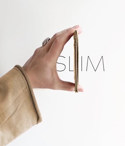 Shiny Slim Minimalistic Credit Card Holder Wallet Mirror Metallic Crock pattern (Gold)4