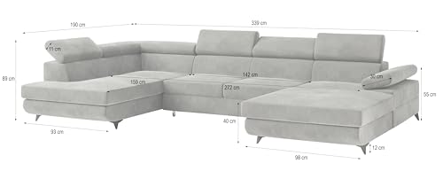 Masseno Ecksofa RUBANO M L-S mit Schlaffunktion U-Form, Sofa mit Bettkasten, Wohnzimmersofa, Couch, Soffa, Bettsofa, Couchgarnitur- Wrzosowy, Monolith 62 – Bild 4