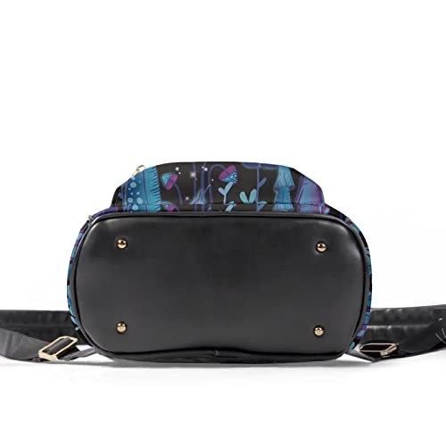 Galaxy Mushroom Snail Print Mini Pu Leather Backpacks for Women Casual Daypack Ladies Travel Shoulder Bags with Side and Inner Pocket,Blue3