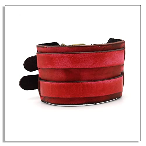 Punk Rock Belt Buckle Wristband Wide Leather Bracelet Arm Cuff Bracelet2