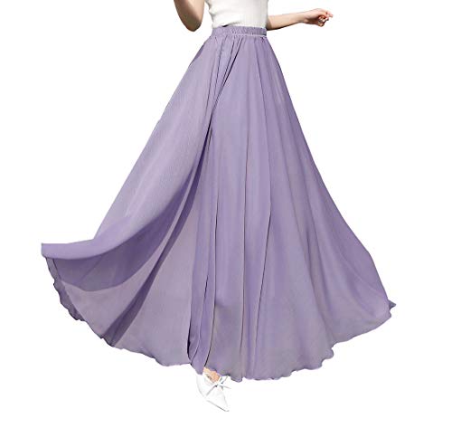 Womens Chiffon Retro Long Skirt Casual Flowy High Waist Beach Maxi Skirt