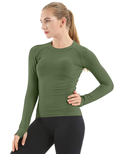 Image of MathCat Seamless Workout Shirts for Women Long Sleeve Yoga Tops Sports Running Shirt Breathable Athletic Top Slim Fit XS-XL