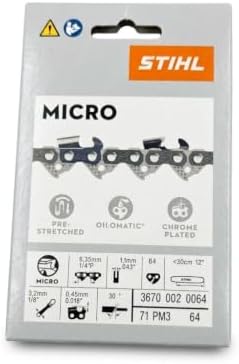 STIHL Oilomatic 71PM3-64 Saw Chain, 12 in (30 cm), 1/4 in Pitch, .043 in (1.1 mm) Gauge, 64 Drive Links, 3670-002-0064