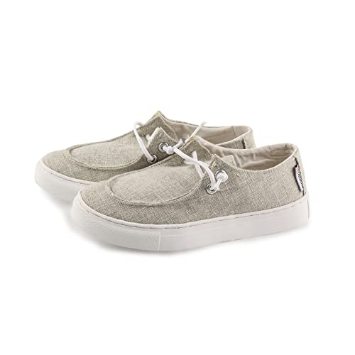 Image of Women's Canvas Low Top Fashion Sneakers Slip On Loafer Shoes Casual Flat Comfortable Walking Shoes (Beige,8)
