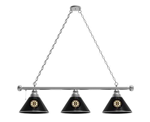HBS Boston Bruins 3 Shade Billiard Light with Chrome Fixture by The Holland Bar Stool Co.