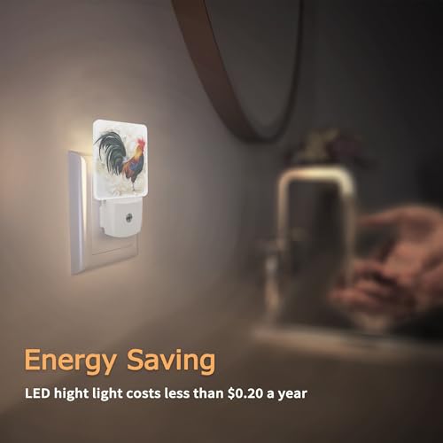 Image of YASHILAIYA Rooster Night Light,Plug-in Dusk to Dawn Sensor Nightlights for Bedroom Bathroom Hallway Stairs for Boys Girls