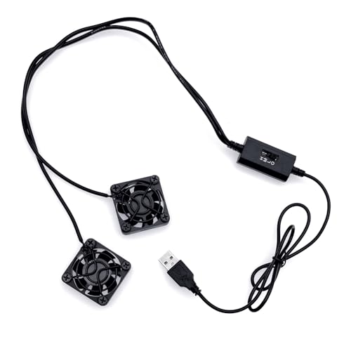 JZK Ventilador de refrigeración dual USB DC 5V de 40mm con 3 velocidades de ventilación ajustables en caja de computadora, bricolaje de audio y video, caja TV, amplificador de potencia