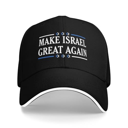 HACXZ Casquette « Make Israel Great Again » Drapeau américain Israël USA, Casquette d'amitié israélo-américaine pour Hommes et Femmes, Noire
