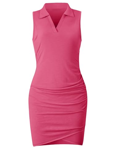 Image of AUXDIO Women Summer Bodycon Dresses Casual Tank Sleeveless Ruched Wrap 2026 Party Club Mini Dress