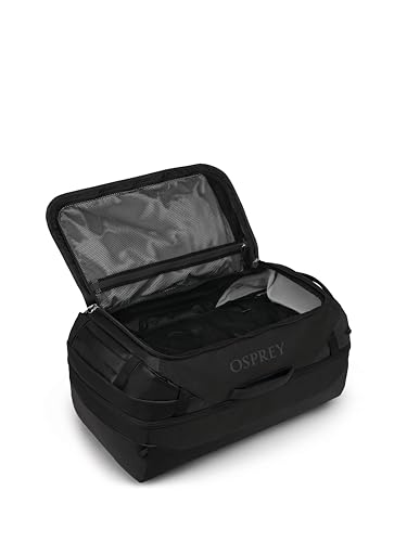 Image of Osprey Transporter 70L Durable Squffel Bag, Black OS | travel duffel, gear bag, weekender, water resistant, travel gear protection, Black color, OS size
