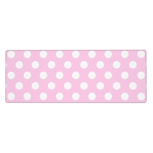 Grand tapis de souris de jeu rose à pois 30x80cm pour PC portable