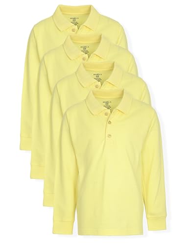 Image of Studio 3 Boy's - 4-Pack School Uniform Short and Long Sleeve Pique Polo Shirts