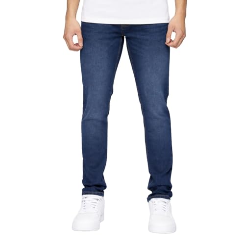 Crosshatch Stretch Slim Fit Jeans Mens Denim Designer Trousers Pants Dark Wash 34W X 32L