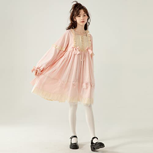 Packitcute Lolita Cute Dresses for Teens Japanese Style Sweet High Waist Long Sleeve Dress4