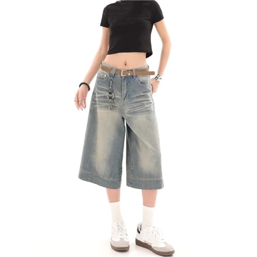 Short en jean ample style années 2000 coupe droite vintage avec poches pratiques