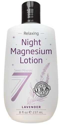 Seven Minerals Magnesium Lotion for Sleep - Lavender Relaxing Night Blend - Highly Concentrated...