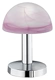 Trio-Leuchten 599000106 Tischleuchte in Chrom, Touch-Me-Funktion(4-fach schaltbar, 3 Helligskeitsstufen), Glas alabasterfarbig purple, exklusive 1xE14 max. 40W, Höhe 21 cm