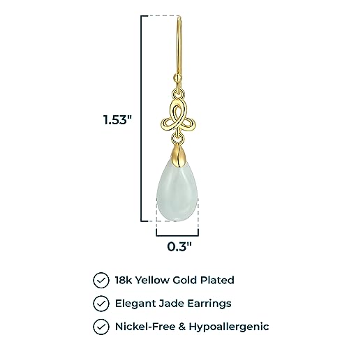 MORGAN & PAIGE .925 Sterling Silver 18K Gold Plated Teardrop Cut Genuine Green Jade Necklaces for Women or Jade Earrings for Women - Celtic Knot Drop Earrings and Wire Frame Pendant Necklace Jewelry3