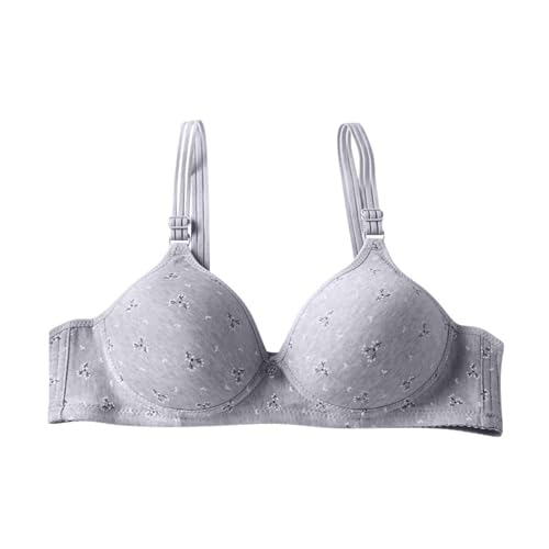 Sujetador deportivo con cierre frontal para mujer, cobertura completa, fácil de cerrar, corsé con hebilla frontal, cierre frontal sin varillas, cierre frontal, gris, M