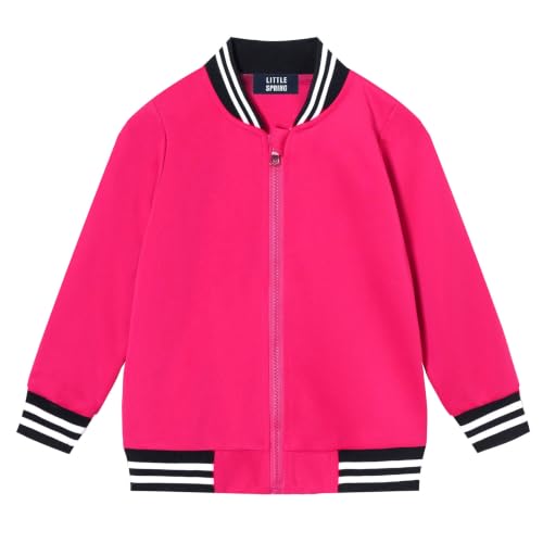 Image of LittleSpring Boys Girls Varsity Baseball Jacket Zip Up Bomber Jacket Thin 2-10Years