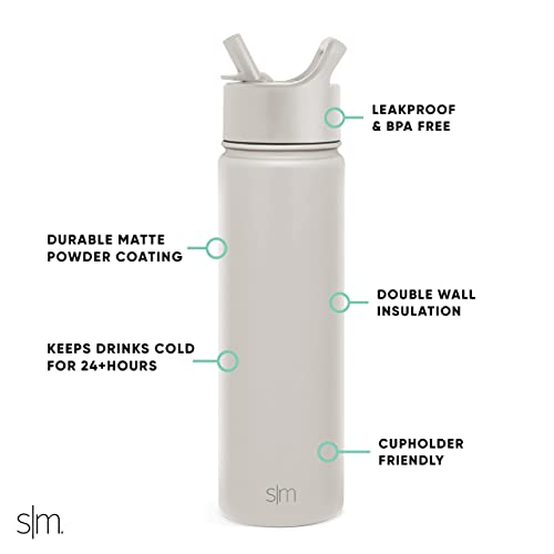 Simple Modern Water Bottle with Straw, Almond Birch, 532 ml - Image 2