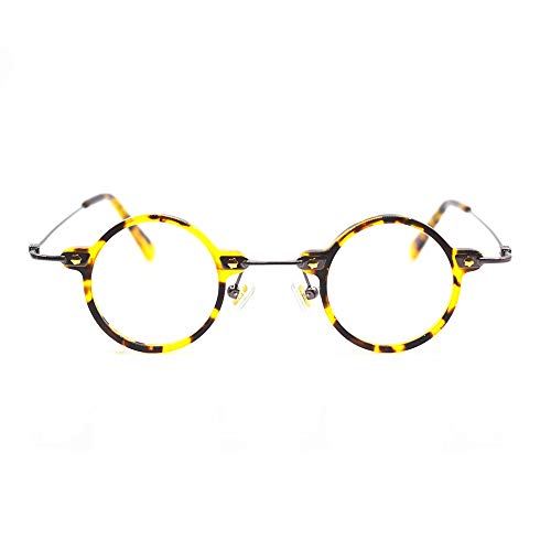 Image of Blue Light Blocking Glasses Computer Game Vintage Small Round Acetate Eyeglasses Frames