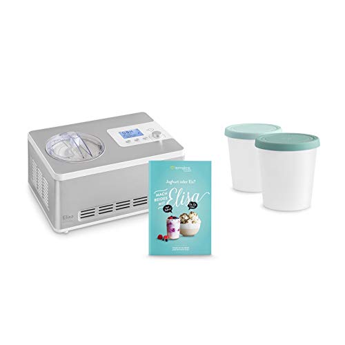 Heladera yogurtera 2 en 1 ELISA con compresor de refrigeraci�n y funci�n de calefacci�n, 2 l M�quina de helados y yogur en acero inoxidable, funci�n de mantenimiento de fr�o
