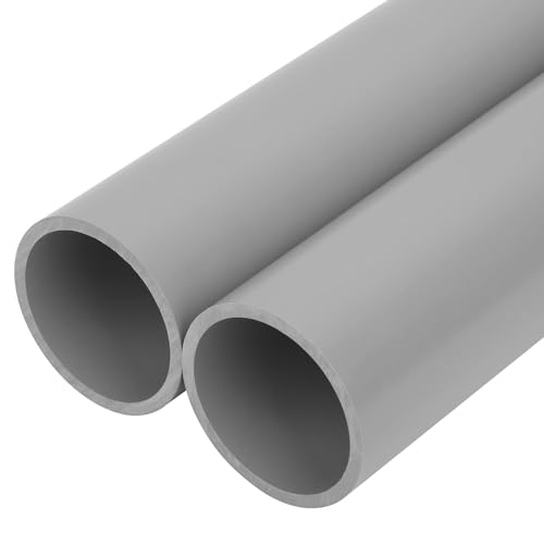 CKVIHAV 2Pcs 2 Inch Grey Electrical Conduit PVC Pipe 17 Long Sch40 PVC Rigid Tube Round Pipes Hardware Tubing for Home DIY Electrical Wiring Installation Garden Farm Workshop (2 x 17L)