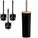 Hausfelder Set di scopino per WC – nero con 2 spazzole di ricambio – scopino per WC in plastica e legno (nero)