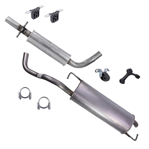 ATEC Germany Silencieux Set 1x Silencieux central, 1x Silencieux final, 2x Collier de serrage, 4x Butées Compatible avec SEAT LEON (1M1), VW GOLF 4(1J1), NEW...
