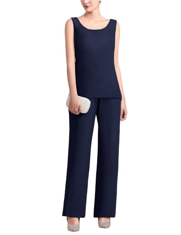 Women's Mother of The Bride Pant Suits 3 Pieces Chiffon Outfit Sets for Wedding Guest Evening Party Gowns4