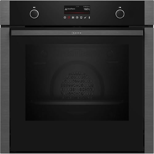 NEFF B6ACP7AG3, N 50, Four encastré avec support pour vapeur, fabriqué en Allemagne, Slide and Hide, Air Fry, Pyrolyse avec Easy Clean, Sécurité pour enfants, Circotherm, 60 x 60 cm, Graphite Grey