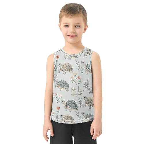 Sweet Water Turtle Reptile Grey Children Tank Tops Sleeveless Kids Vest Boys Summer Top for Running Hiking Biking 3T2