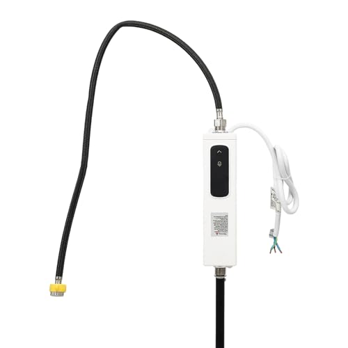 Calentador de agua eléctrico, calentador de agua instantáneo, calentador de agua instantáneo para baño, cocina, digital, rango de temperatura de 30 a 55 grados (blanco, 26 x 6 x 6,7 cm)