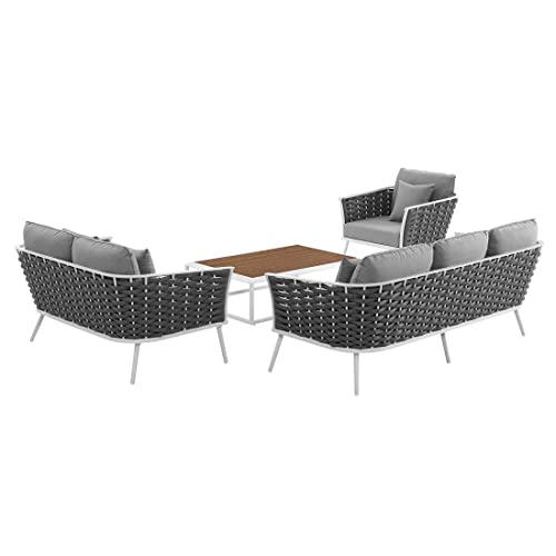 Image of 6 Seater Contemporary Rope Sofa with Comfortable Cushions for Ultimate Relaxation | UV-Resistant, Water-Resistant, and Fade-Proof Outdoor Sofa Set (Grey)
