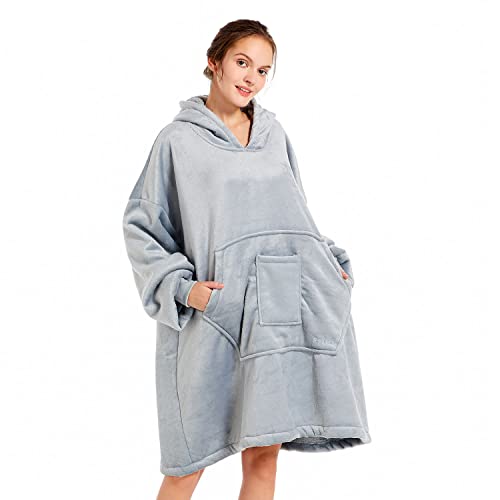 REDESS Blanket Hoodie Sweatshirt, Wearable Blanket Oversized Sherpa with sleeves and giant pocket, cozy hoodie for adults kids