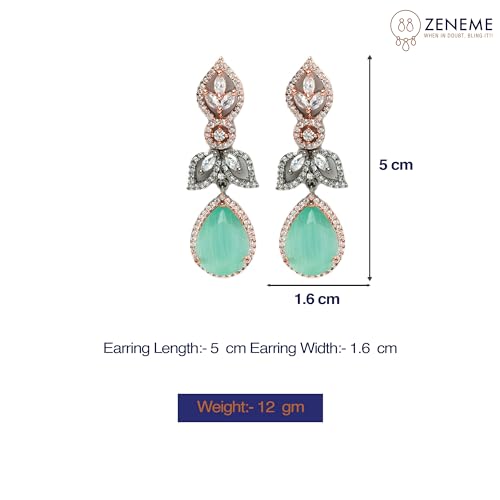Rhodium-Plated American Diamond Drop Earrings
