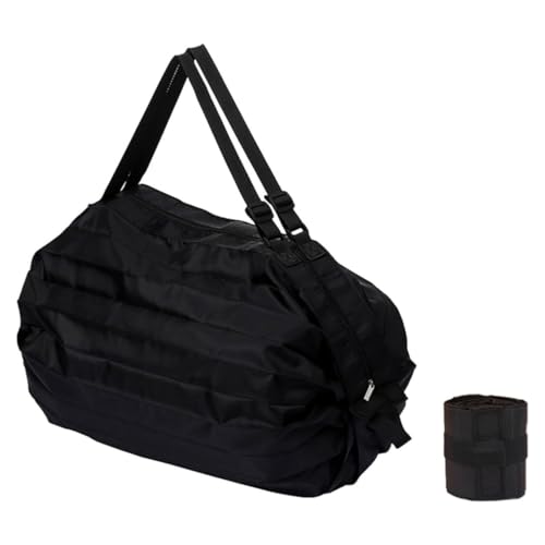 Meoliny Foldable Shopping Bag,Compact and Durable Outdoor Storage Bag.(Pure Black).