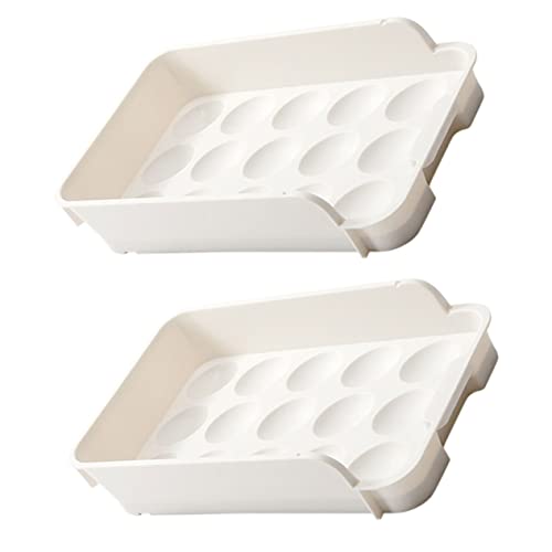 Tofficu 2 Piezas cajón de cartón de huevos huevera para nevera estante conformado almacenamiento para nevera bandeja de plástico para huevos huevera de plastico para nevera cerámica blanco